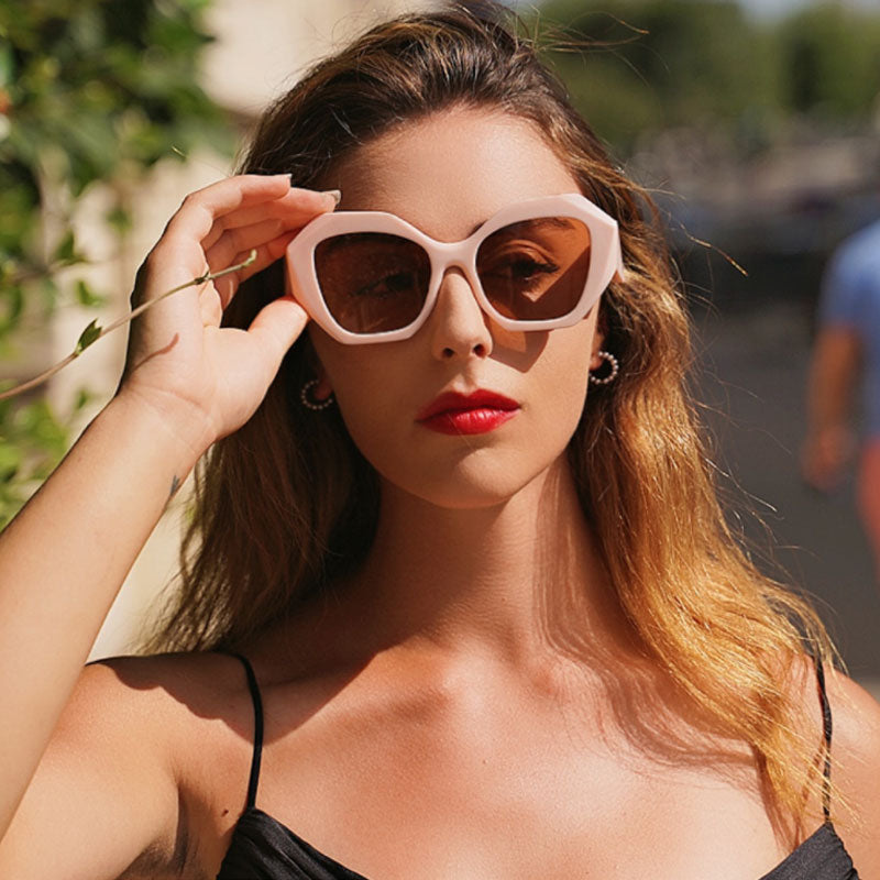 Pink hexagon sunglasses shop